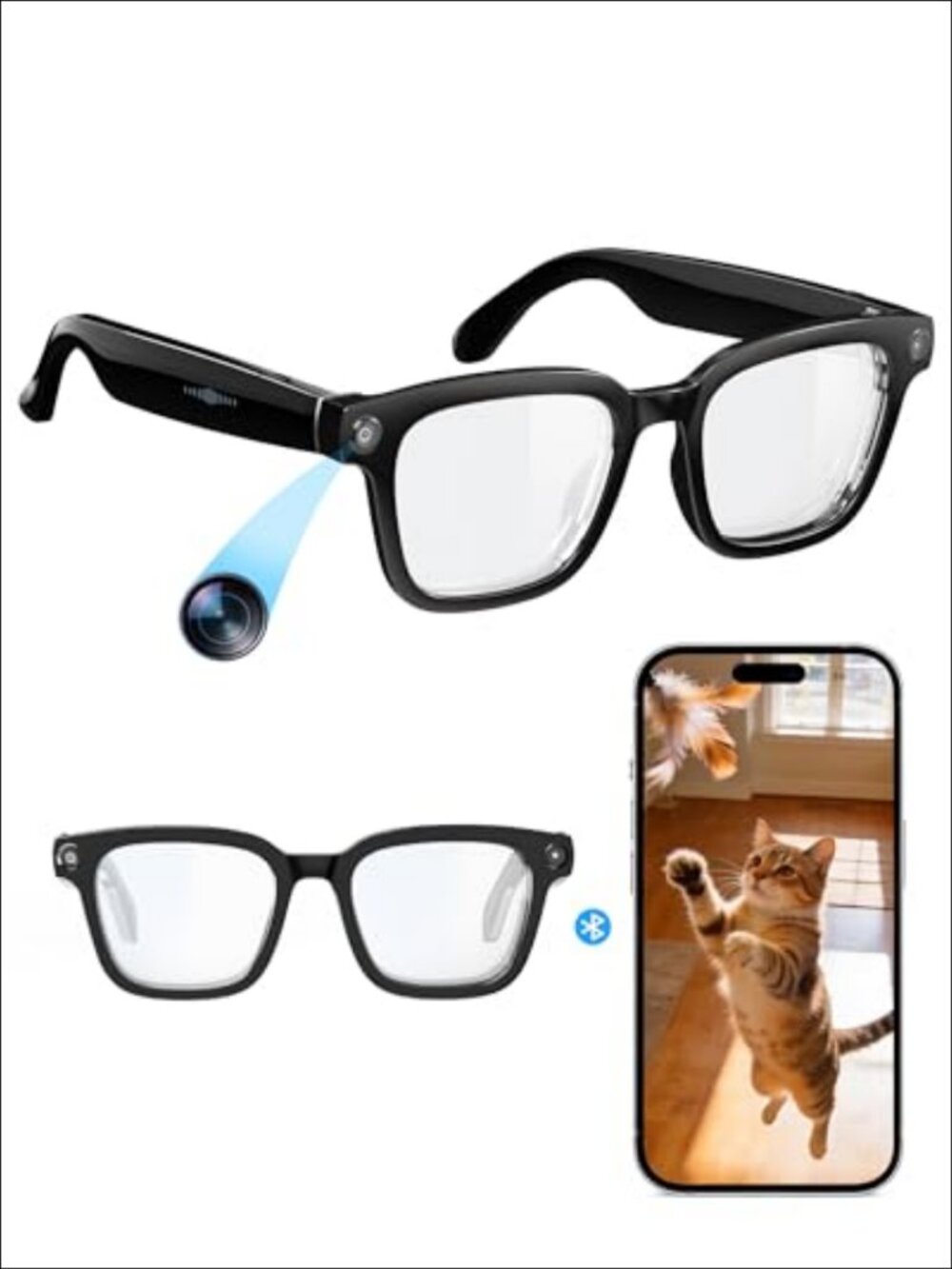 Smart Glasses 8MP HD Camera Bluetooth Audio AI Translation IP66